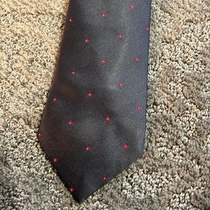 The Original Wembley Leatherback Satins Charcoal Grey Tie w/Red White